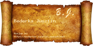 Bederka Jusztin névjegykártya